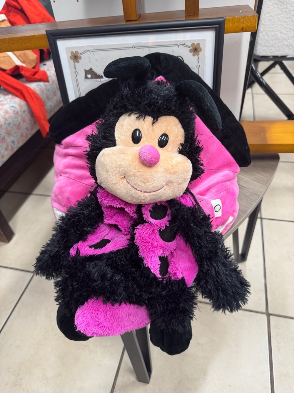 Plush Ladybug Stuffed Toy - Black & Pink